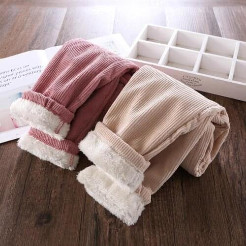 Girls' Pants Autumn And Winter Wear Plus Velvet Thickening 2021 New Childrens Corduroy Trousers 2-11 Years Old Winter Style