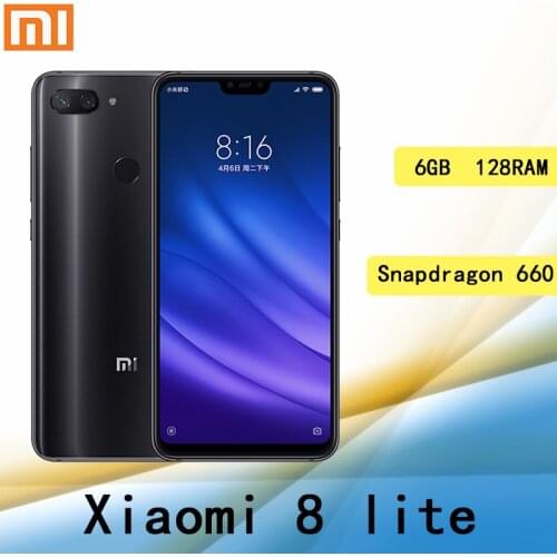 Cellphone xiaomi 8 lite smartphone 6G 128G Snapdragon 660AIE 2280 *1080 Fingerprint Fast charging 18W global rom