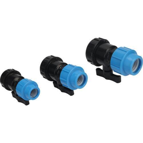 1 Pcs 20mm 25mm 32mm Pipe Interface to 1/2" 3/4" 1" Female Thread PE Plastic Valve Connector Irrigation Water Control Switch