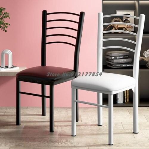 Dining chair stool backrest modern minimalist home negotiation bedroom hotel casual makeup light luxury leather wrought iron sto