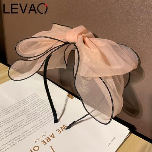 LEVAO Organza Headbands Hair Bands Knotted Hairband Hair Jewelry Bezel Turban Women Girls Hair Accessories Solid Bow Head Hoop