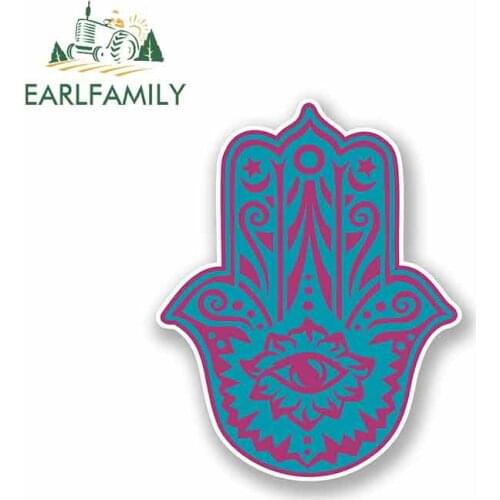 EARLFAMILY 13cm x 13cm For Hamsa Hand Religion All Seeing Eye Spiritual Graffiti Sticker Scratch-Proof Sticker Vinyl Car Wrap