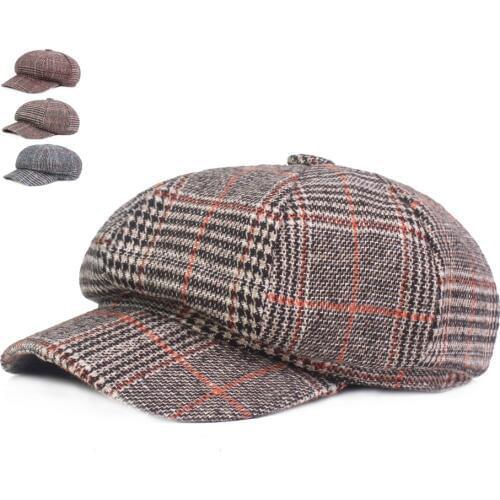 Octagonal Caps For Men Women Cotton Visors Winter Hat Outdoor Mens Flat Caps Adjustable Adult Plaid Berets Casquette Boina Caps