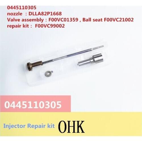 Injector repair nozzle Valve assembly DLLA82P1668, F00VC01359 F00VC99002 For Common Rail Injector Repair kit 0445110305