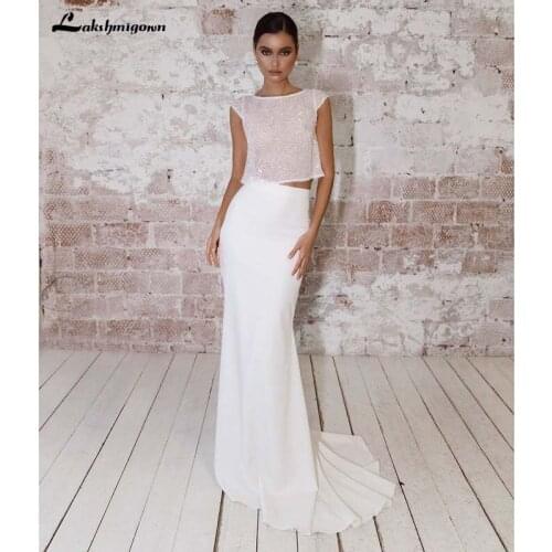 Elegant Mermaid Wedding Dresses top Bling Bling Sequins Satin bridal gown Sexy Long Women Wedding Wear Custom Vestidos De Mariee