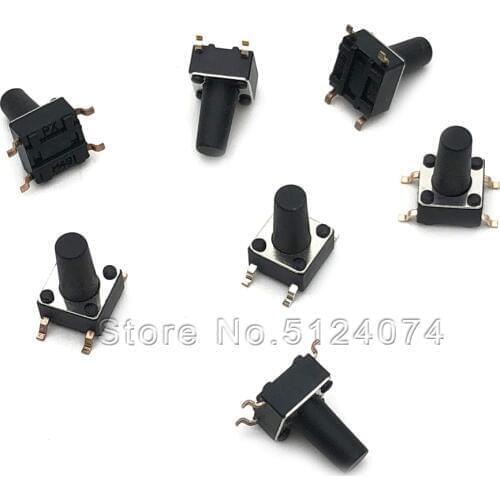 100pcs/lot 6*6*10MM 4pin touch switch SMD micro/key switch button 4P 6x6x10 brand new