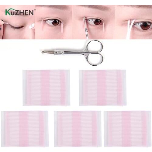 208pcs Double Sided Adhesive Eyelid Fiber Magic Makeup Invisible Eye Sticker Tape Eyelid String Tools + Safety Scissors Hot