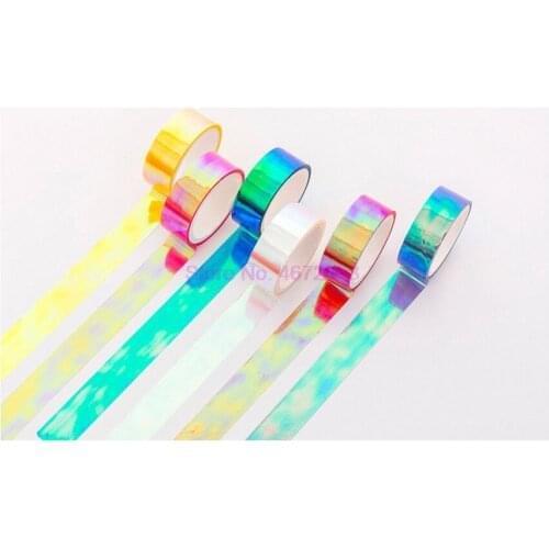 500pcs Creative Glitter Rainbow Laser Paper Tape Stationery Scrapbooking Decorative Adhesive Tapes DIY Masking Tape School