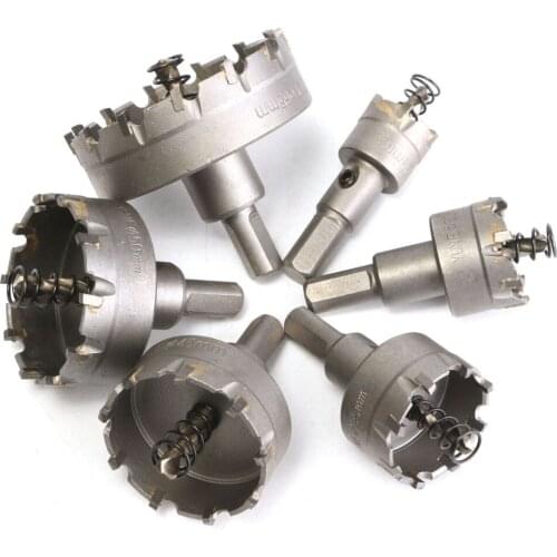 6Pcs 22-65mm HSS Hole Saw Set Carbide Tip TCT Metal Cutter Core Drill Bit Hole Saw Alloy Stainless Steel Drilling Metalworking