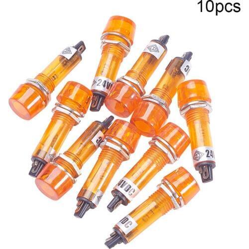 Othmro New 8-15PCS XD10-3 LED Plastic Indicator Waterproof Signal Power 24V Red/Yellow/Green Lights Round Head Button Indicator