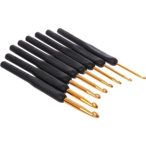 8Pcs Bearded Needle Crochet Hooks Set Ergonomic Soft-Grip Handle Yarn Weave Craft Sewing Knitting Knitwear DIY Tools