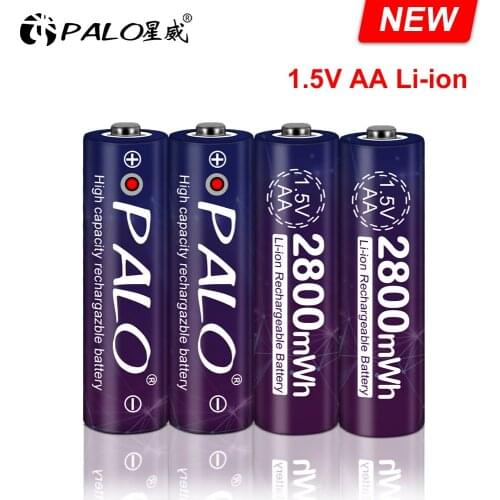 PALO 1.5V AA rechargeable battery 2800mwh 1.5v lithium ion Li-ion AA 2A batteries For toys flashlight camera