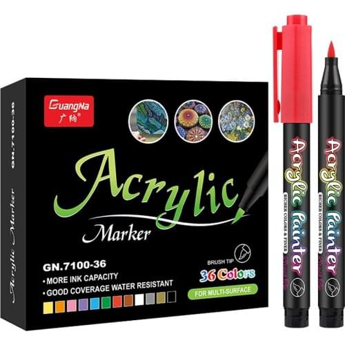 Acrylic Paint Brush Marker Pens for Fabric Canvas Art Rock Painting Card Making Metal and Ceramics Glass DIY Craft Projects