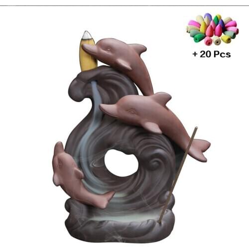 Waterfall Censer Dolphin Room Decor Home Smokehouse Incense Burner Zen Arab Burner Backflow Incense Burner Incense Waterfall