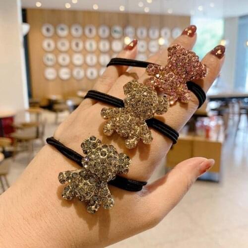 Shiny Crystal Bear Elastic Hair Bands Korea Hair Accessories Rubber Band Star Ball Gum For Hair Ties Scrunchies