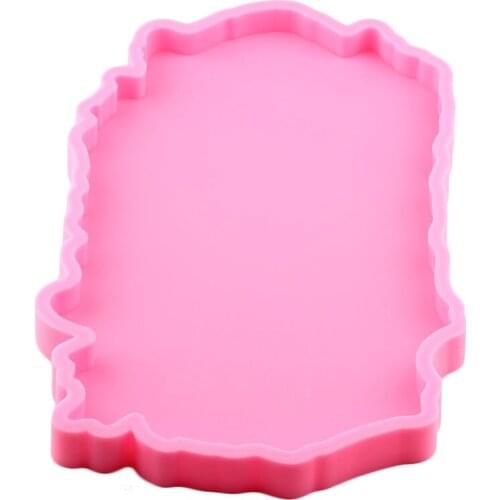 Shiny High Quality 9.4*16.5inch Square Shape Silicone Molds Epoxy Resin DIY Geode Coasters Mould for Trays Coffee Table
