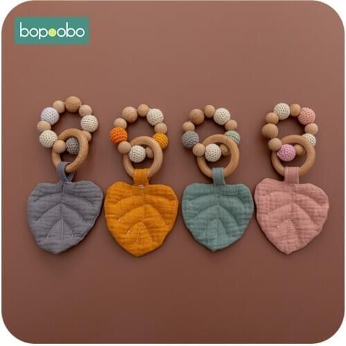 Bopoobo 1PC Baby Toys Teeth Waterproof Bpa Free Silicone Teethers Leaf Shape Baby Eating Accessory Baby Teether Stuff