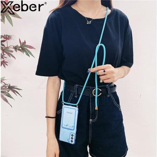 Lanyard Necklace Strap Cord Clear Phone Case For Samsung A52 A82 A22 A72 A32 A12 5G A42 S20 FE S21 Note 20 Ultra S10 Plus A02M02