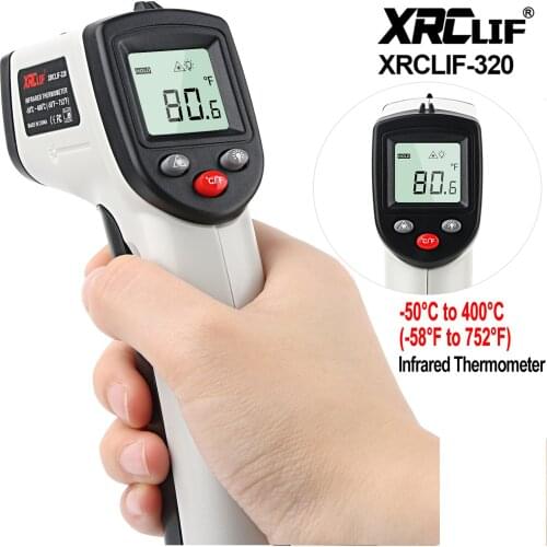 Digital High Temperature Meter Non-contact Infrared Laser Thermometer Laser Gun -58 ~752 Pyrometer Temperature Alarm XRCLIF
