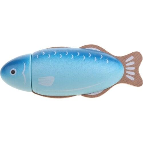Wooden Cutting Sea Food Chopping Pretend Play Educational Toy Gift For Kid Baby