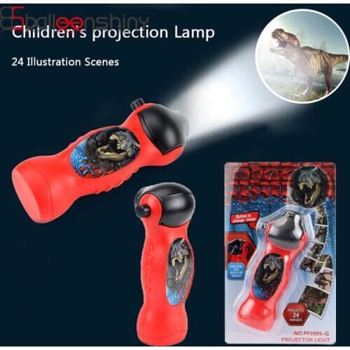 Balleenshiny Childrens Cartoon Projection Flashlight 24 Patterns Early Education Slides LED Lights Toy Projector Kids Toys