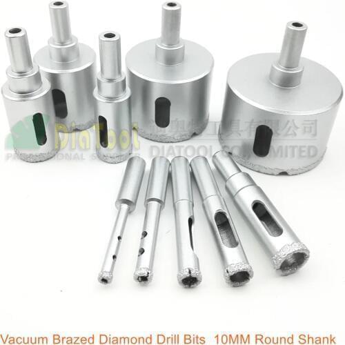 DIATOOL 10pcs Diamond Vacuum Brazed Drilling Core Bits Drill Hole Saw For Granite Marble Stone Ceramic Masonry 10mm Round Shank