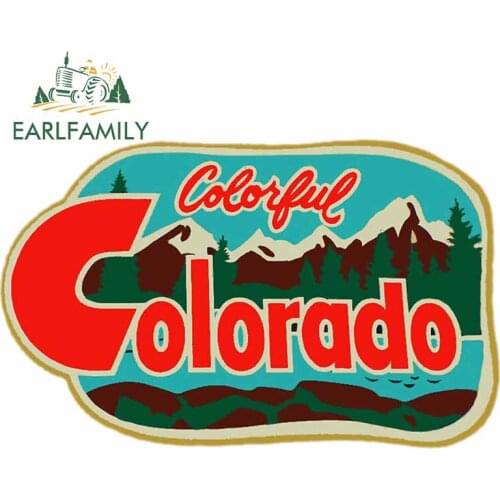 EARLFAMILY 13cm x 8.2cm for Colorful Colorado Vintage Travel Decal Occlusion Scratch Personality Cartoon Surfboard Car Stickers