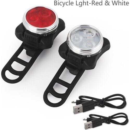 Bright Cycling Bicycle Bike 3 LED Head Front light 4 modes USB Rechargeable Tail Clip Light Lamp Waterproof fietsverlichting
