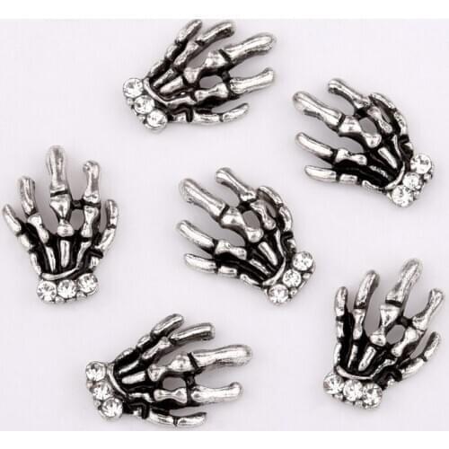 HOT SALE 10pcs retro gold silver hand skeleton design nail ornaments set DIY Nail Decorations for Nail Accessories