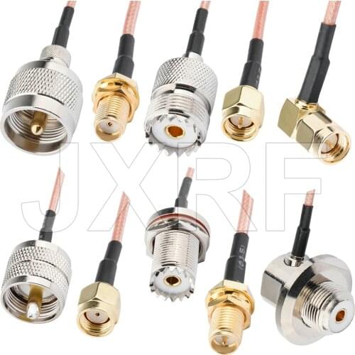 JXRF UHF SO239 Female PL259 Male to SMA Male Plug Female RG316 Cable assemblies Jumper Pigtail Crimp Adapter
