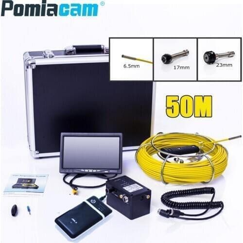 WP70 50M Sewer Pipeline Endoscope Inspection Snake Camera Pipe Inspection Camera System 165FT Drain Pipe Tube Camera Video