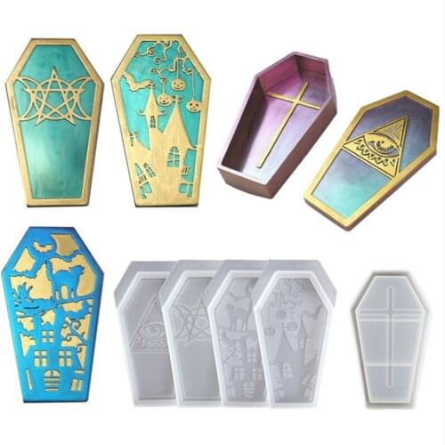 Kawaii Goth Halloween Coffin Trinket Gothic Container Box Silicone Epoxy Resin Molds For DIY Crafts Art Supplies Casting Moulds