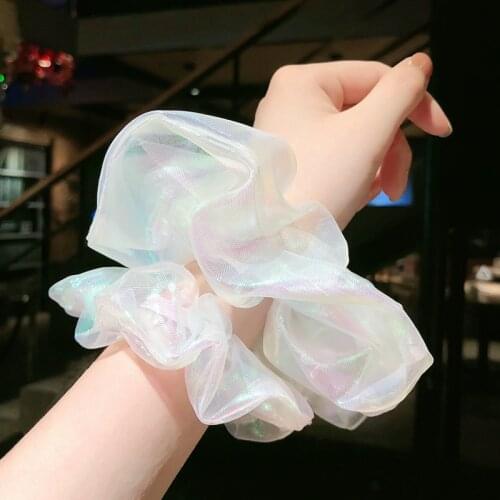 Dream Mermaid Glossy Net Yarn Large Intestine Hair Tie Super Fairy Organza Hair Rope Fresh Hair Ties Bracelet Hair Accessories
