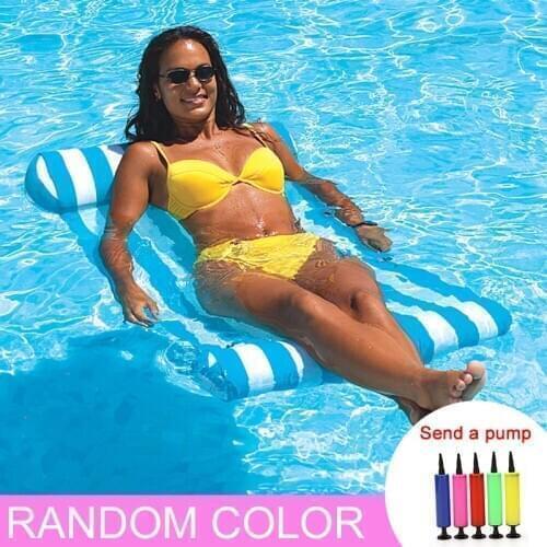 Summer Water Hammock Foldable Inflatable Row Air Mattress Swimming Pool Beach Floating Cushion Sleeping Bed Chair Water Sports