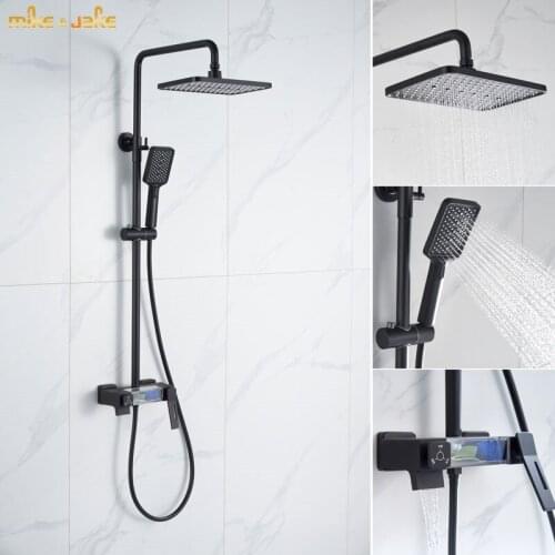 Matte black shower mixer black bath shower rainfall shower mixer set tap bath hot and cold shower mixer