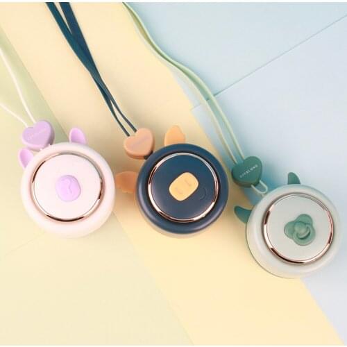 Mini Fan Neck-mounted USB Rechargeable Portable Fan Quiet And Easy To Carry Without Leaf Fan Cute Shape Suitable For Cool Office