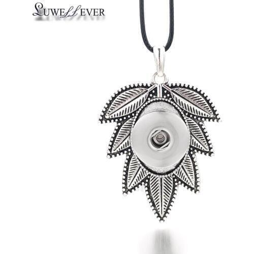 Fashion Interchangeable Flower Leaves Ginger Necklace 293 Fit 18mm Snap Button Pendant Necklace Charm Jewelry For Women Gift
