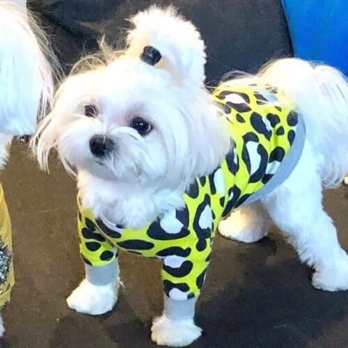 Dog Soft T-shirt Puppy Vest Leopard Printed Clothes Skin-friendly Pet Clothes for Small and Medium-sized Dog Custumes, 4 Sizes