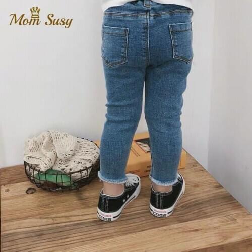 Baby Girl Jean Pants Elastic Tight Infant Toddler Children Skinny Jeans Denim Trousers Long Baby Girls Solid Denim Pant Clothes