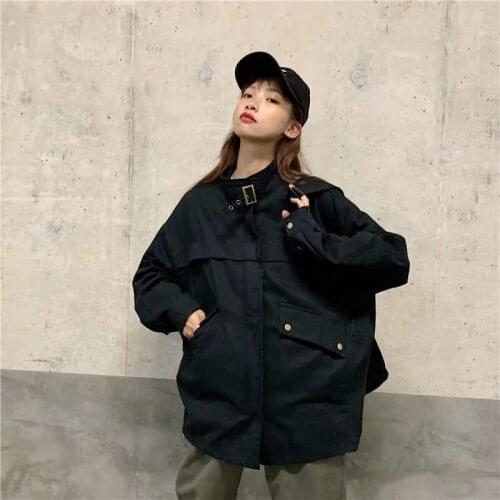 Spring and Autumn New Korean version Harajuku BF loose college wind work coat female students versatile long sleeve top