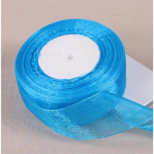 Peacock blue 3mm-50mm Organza Ribbon Apparel Sewing Tape Accessory Chiffon Fabric Ribbons Gift Wrapping Wedding Scrapbooking