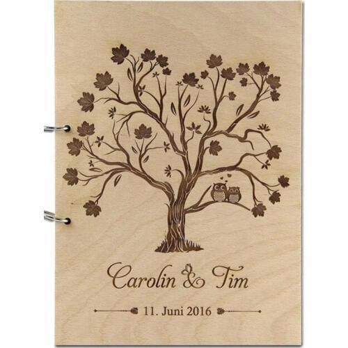 Personalized Wedding Guest Book Sign Wooden Custom Rustic Love Guest Book Tree of Life with Owl Wedding Decor