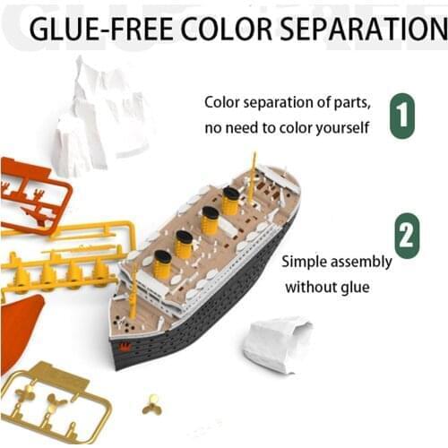 Titanic Seal Iceberg/Port Scene Vehicle Q Edition Glue-free Color Separation Ship Boat Model Kit Parts Accessories