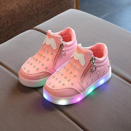 2020 Brand New Children Shoes New Spring Rhinestone Led Shoes Fashion Girls Princess Cute Shoes With Light