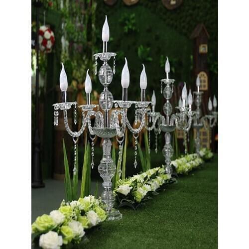 55CM to 150cm Tall Upscal Table Centerpiece Acrylic Crystal Wedding Candelabras Candle Holder Wedding Aisle Road Leads Props
