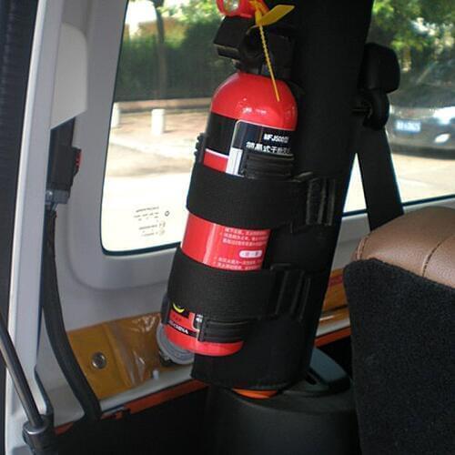 YAQUICKA Black Roll Bar Fire Extinguisher Holder Safety Strap Kit Fit For Wrangler TJ YJ JK CJ Nylon Straps