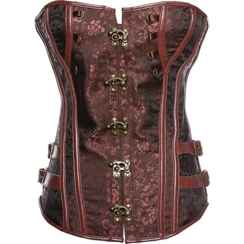 Women Fashion Design 2 Colors Choice Waist Trainer Brocade Gothic Corselet Sexy Bustier Steam Punk Corset Plus Size S-6XL
