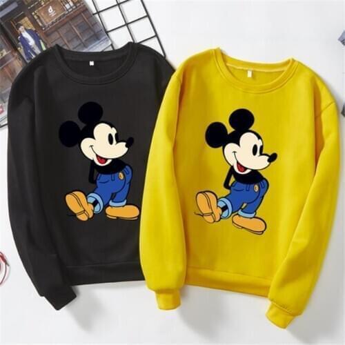 Womens Hoodies Mickey Mouse Female O-neck Pullover Disney Cartoon Sweatshirt Long Sleeve Streetwear Tops Casual Ladies Clothing