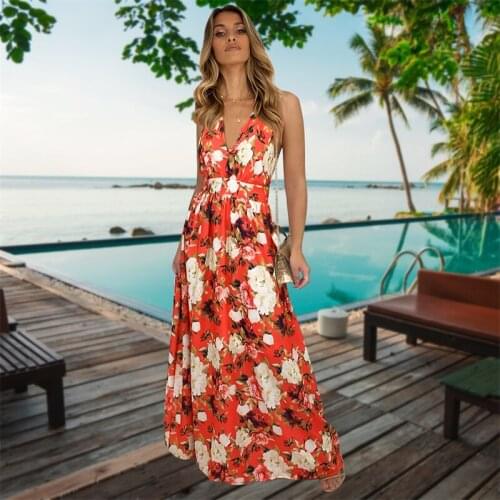 Summer 2021 Boho Sexy Floral Dress Party Club Elegant Backless Vestidos Vintage Casual Sundress Female Beach Dress
