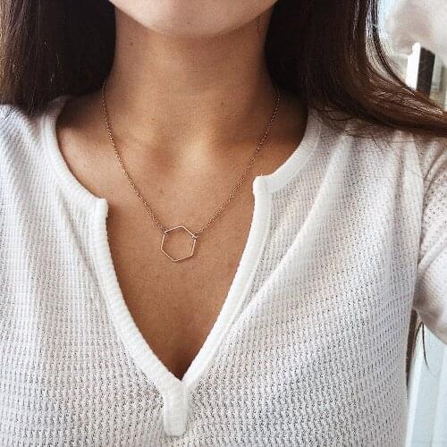 Hollow Square Alloy Pendant Necklace for Women Gold Silver Color Simple 2020 Fashion Jewelry Necklaces Female New Arrival